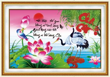 Tranh thêu chữ thập cha mẹ