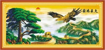 Tranh thêu chữ thập chim hạc, đại bàng