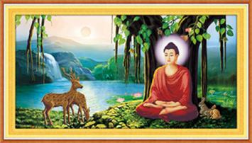 Tranh thêu chữ thập phật, người