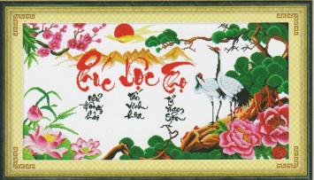 Tranh thêu chữ thập thư pháp